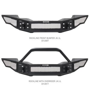 Jeep Wrangler Bumper - Front - Go Rhino - Rockline Full Width, Winch Ready - Textured Black - `07-`20
